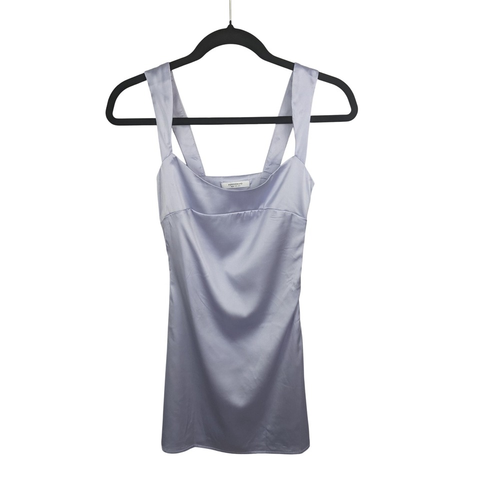 Peppermayo Odette Satin Mini Dress Lilac Light Purple Square Neck Size 0 US AU 4